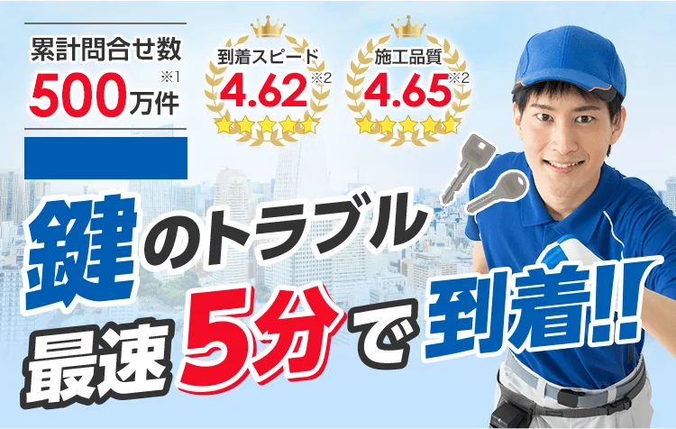 カギのトラブル最短5分で到着！| カギ110番